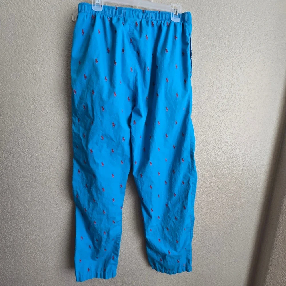 Polo Ralph Lauren Mens Pajama Pants Blue Red Pony Logo Sleepwear Medium